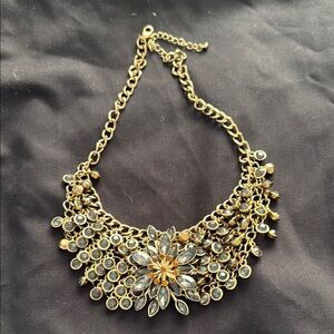 Gold and Silver Floral Crystal Necklace